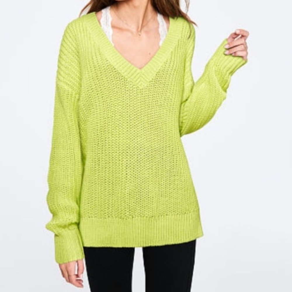 NEW Vs pink neon green oversized sweater